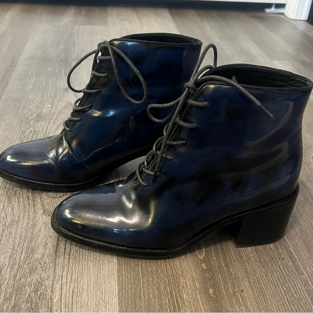 Jeffrey Campbell Talcott Ankle Boots RARE Blue Black Marble Size 8 - Picture 2 of 12